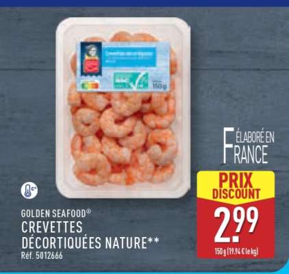 GOLDEN SEAFOOD® CREVETTES DÉCORTIQUÉES NATURE