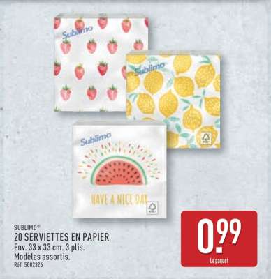 Sublimo 20 Serviettes en Papier