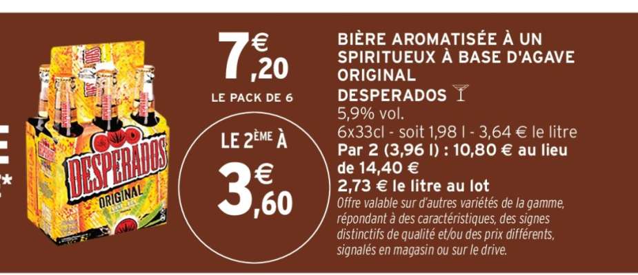 BIÈRE AROMATISÉE À UN SPIRITUEUX À BASE D'AGAVE ORIGINAL DESPERADOS