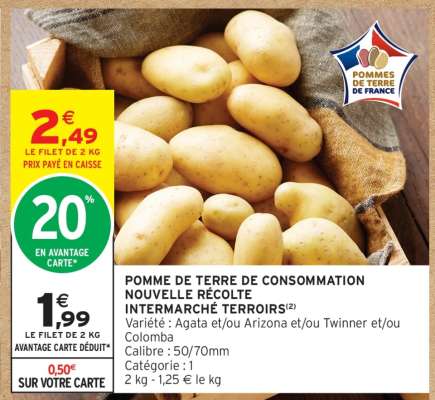 POMME DE TERRE DE CONSOMMATION NOUVELLE RECOLTE INTERMARCHÉ TERROIRS