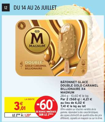 BÂTONNET GLACE DOUBLE GOLD CARAMEL BILLIONAIRE X4 MAGNUM