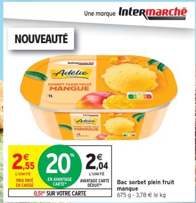Bac sorbet plein fruit mangue