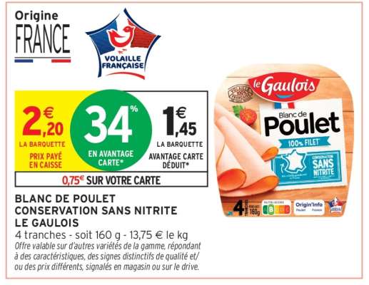 BLANC DE POULET CONSERVATION SANS NITRITE LE GAULOIS