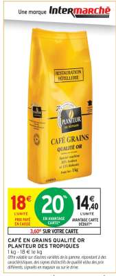CAFÉ EN GRAINS QUALITÉ OR PLANTEUR DES TROPIQUES