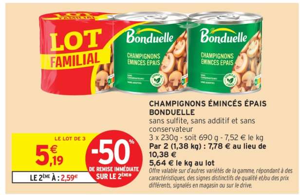 CHAMPIGNONS ÉMINCÉS ÉPAIS BONDUELLE