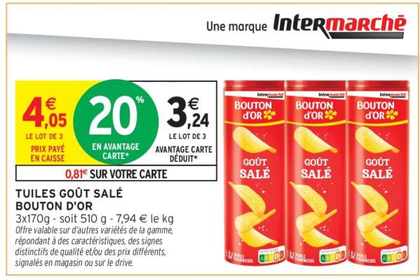 TUILES GOÛT SALÉ BOUTON D'OR