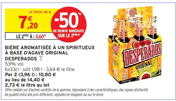 BIÈRE AROMATISÉE À UN SPIRITUEUX À BASE D'AGAVE ORIGINAL DESPERADOS