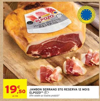 JAMBON SERRANO STG RESERVA 12 MOIS ELPOZO