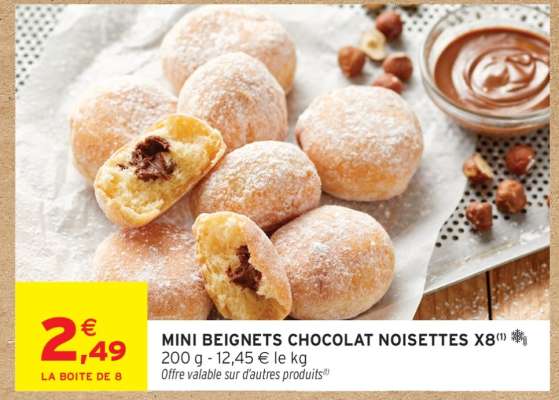 MINI BEIGNETS CHOCOLAT NOISETTES X8