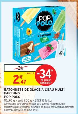 BÂTONNETS DE GLACE À L'EAU MULTI PARFUMS POP POLO
