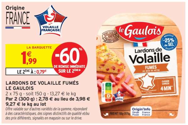 Lardons de Volaille Fumés Le Gaulois