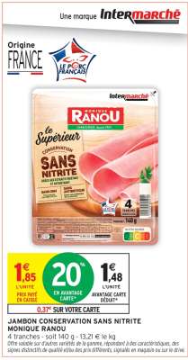 JAMBON CONSERVATION SANS NITRITE MONIQUE RANOU