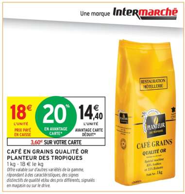 CAFÉ EN GRAINS QUALITÉ OR PLANTEUR DES TROPIQUES