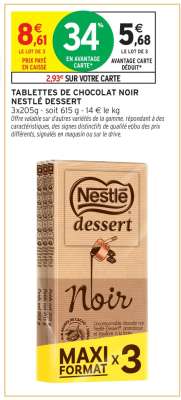 Tablettes De Chocolat Noir Nestle Dessert