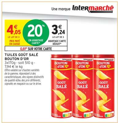TUILES GOÛT SALÉ BOUTON D'OR