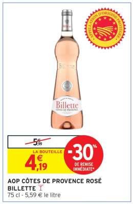 AOP CÔTES DE PROVENCE ROSÉ BILLETTE