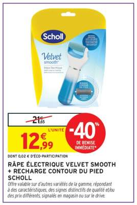 RÂPE ÉLECTRIQUE VELVET SMOOTH + RECHARGE CONTOUR DU PIED SCHOLL