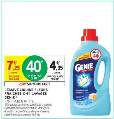 Lessive Liquide Fleurs Fraîches x 44 Lavages GENIE