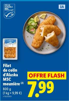 Filet de colin d'Alaska MSC meunière