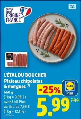 L'ÉTAL DU BOUCHER Plateau chipolatas & merguez