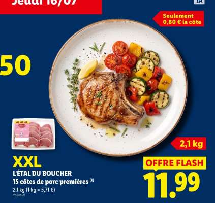 L'ÉTAL DU BOUCHER 15 côtes de porc premières
