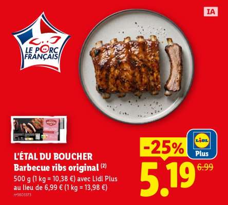 L'ETAL DU BOUCHER Barbecue ribs original
