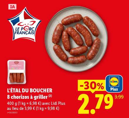 L'ÉTAL DU BOUCHER 8 chorizos à griller