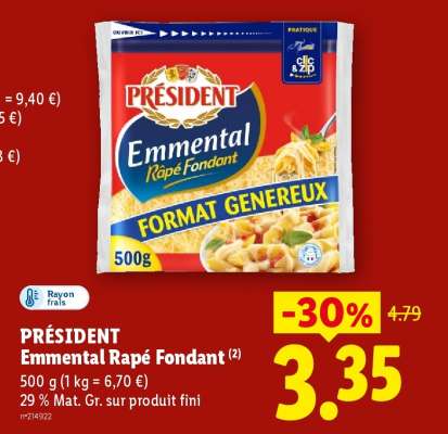PRESIDENT Emmental Râpé Fondant