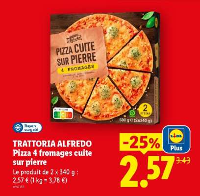 TRATTORIA ALFREDO Pizza 4 fromages cuite sur pierre