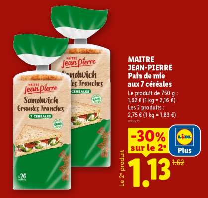 MAITRE JEAN-PIERRE Pain de mie aux 7 céréales