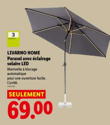 LIVARNO HOME Parasol avec éclairage solaire LED