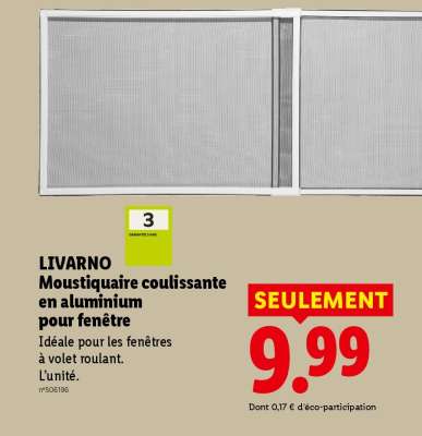 LIVARNO Moustiquaire coulissante en aluminium pour fenêtre