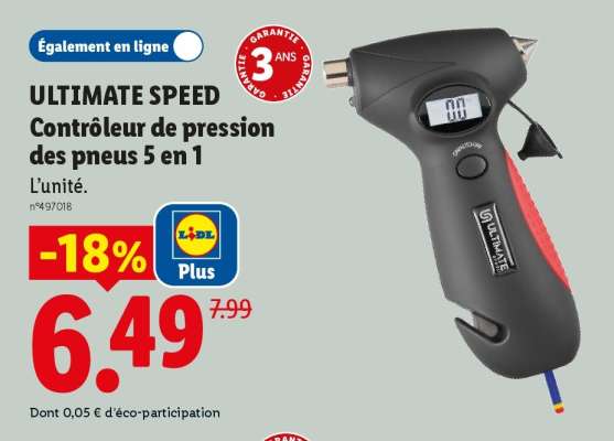 ULTIMATE SPEED Contrôleur de pression des pneus 5 en 1