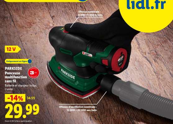 PARKSIDE Ponceuse multifonction sans fil