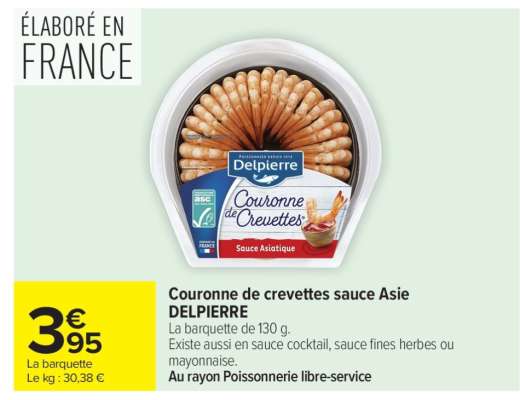 Couronne de crevettes sauce Asie DELPIERRE