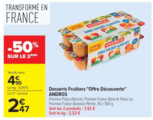 Desserts fruitiers "Offre Découverte" ANDROS
