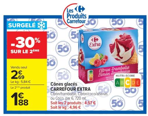 Cônes glacés CARREFOUR EXTRA