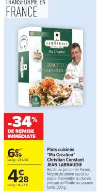 Plats cuisinés «Ma Création Christian Constant» JEAN LARNAUDIE