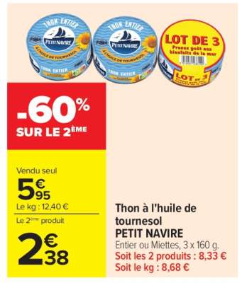 Thon à l'huile de tournesol 'Petit Navire'
