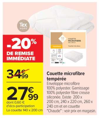 Couette microfibre tempérée