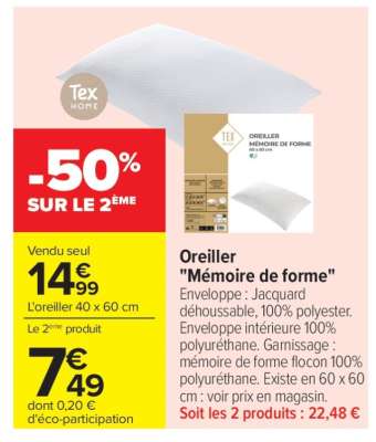 Oreiller ''Mémoire de forme''