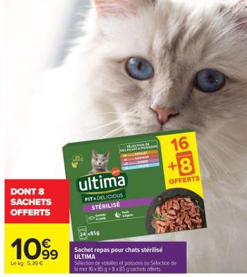 Sachet repas pour chats stérilisé ULTIMA