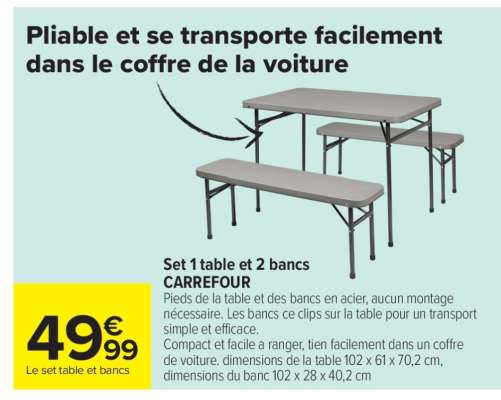 Set 1 table et 2 bancs