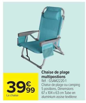 Chaise de plage multipositions