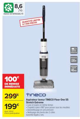 Aspirateur laveur TINECO Floor One S5 Stretch Extreme
