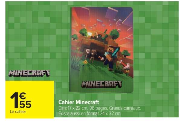 Cahier MINECRAFT