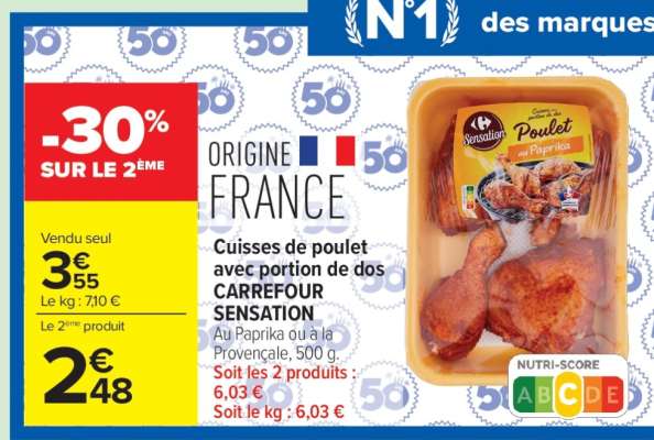Cuisses de poulet avec portion de dos CARREFOUR SENSATION