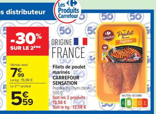 Filets de poulet marinés CARREFOUR SENSATION