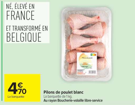Pilons de poulet blanc