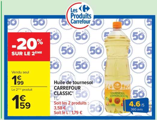 HUILE DE TOURNESOL CARREFOUR CLASSIC